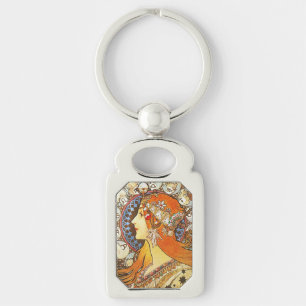 Alphonse Mucha La Plume Zodiac Art Nouveau Vintage Key Ring