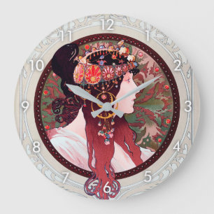 Alphonse Mucha Large Clock