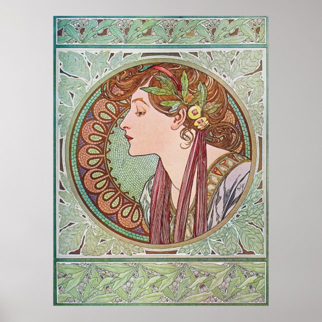 Alphonse Mucha Laurel Art Nouveau Poster Print (Front)