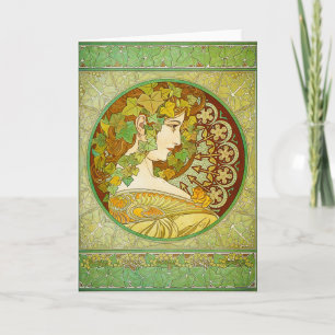 Alphonse Mucha Laurel Greeting Card