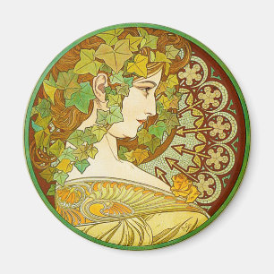 Alphonse Mucha Laurel Magnet