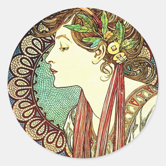 Alphonse Mucha Laurel Stickers (Front)