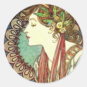 Alphonse Mucha Laurel Stickers