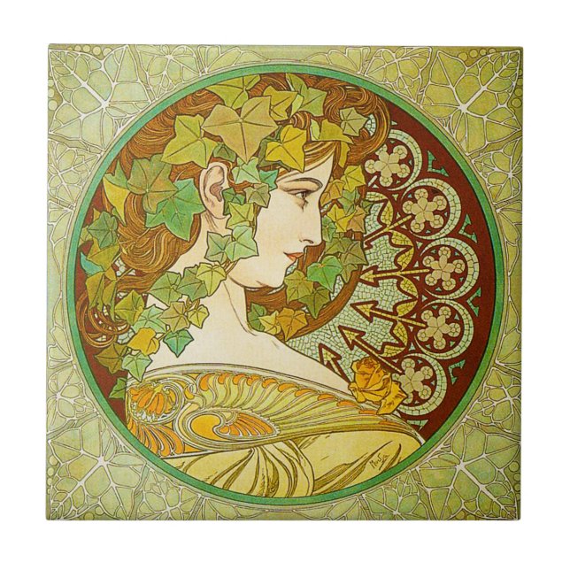 Alphonse Mucha Laurel Tile (Front)