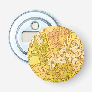 Alphonse Mucha Lily Flowers Pattern: Art Nouveau Bottle Opener