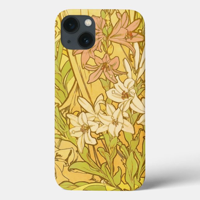 Alphonse Mucha Lily Flowers Pattern: Art Nouveau  Case-Mate iPhone Case (Back)