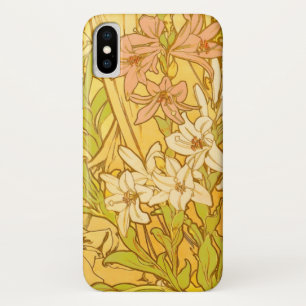 Alphonse Mucha Lily Flowers Pattern: Art Nouveau Case-Mate iPhone Case