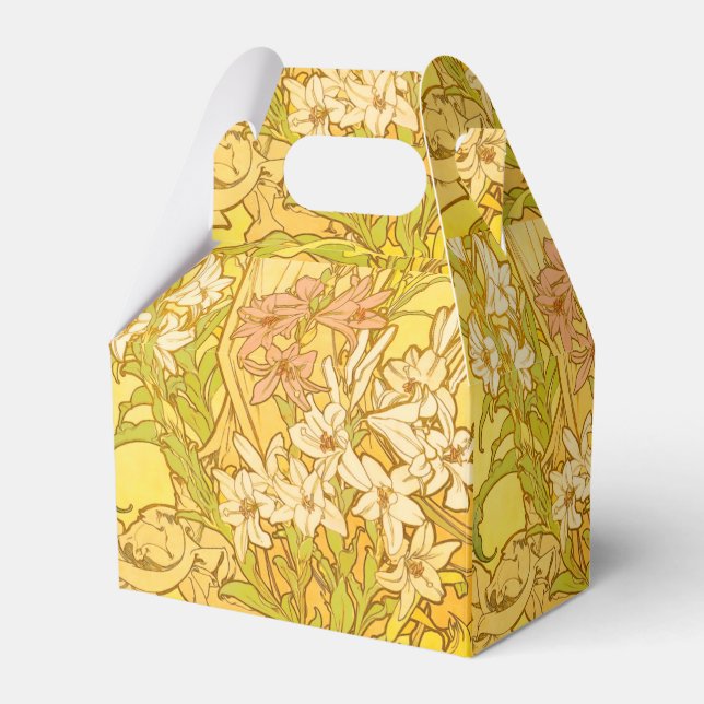 Alphonse Mucha Lily Flowers Pattern: Art Nouveau  Favour Box (Front Side)
