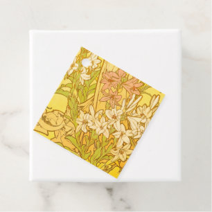 Alphonse Mucha Lily Flowers Pattern: Art Nouveau Favour Tags