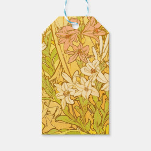 Alphonse Mucha Lily Flowers Pattern: Art Nouveau Gift Tags