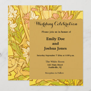 Alphonse Mucha Lily Flowers Pattern: Art Nouveau Invitation