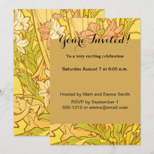 Alphonse Mucha Lily Flowers Pattern: Art Nouveau Invitation