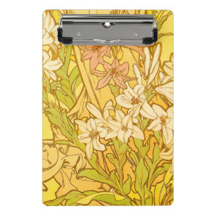 Alphonse Mucha Lily Flowers Pattern: Art Nouveau Mini Clipboard