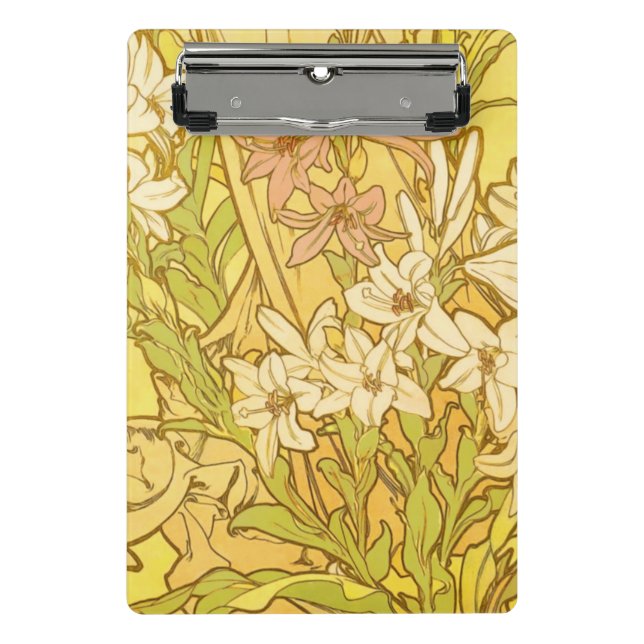 Alphonse Mucha Lily Flowers Pattern: Art Nouveau  Mini Clipboard (Front)
