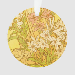 Alphonse Mucha Lily Flowers Pattern: Art Nouveau Ornament