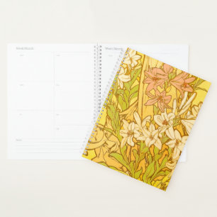 Alphonse Mucha Lily Flowers Pattern: Art Nouveau Planner