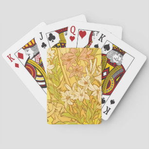 Alphonse Mucha Lily Flowers Pattern: Art Nouveau Playing Cards