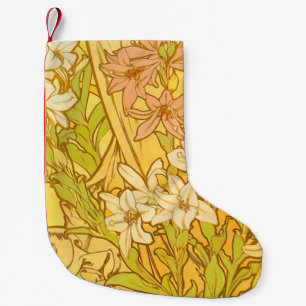 Alphonse Mucha Lily Flowers Pattern: Art Nouveau  Small Christmas Stocking