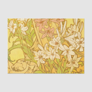 Alphonse Mucha Lily Flowers Pattern: Art Nouveau Tissue Paper