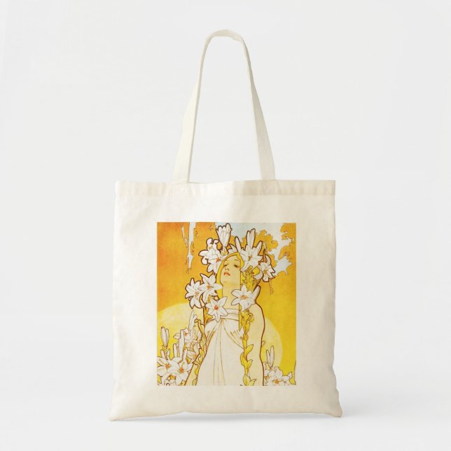 Alphonse Mucha Lily Tote Bag (Front)