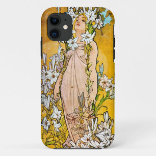 Alphonse Mucha - Lily - White Border Case-Mate iPhone Case
