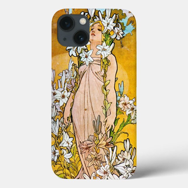 Alphonse Mucha - Lily - White Border Case-Mate iPhone Case (Back)