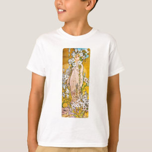 Alphonse Mucha - Lily - White Border T-Shirt