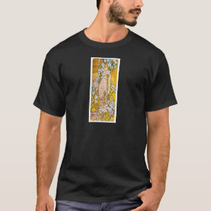 Alphonse Mucha - Lily - White Border T-Shirt