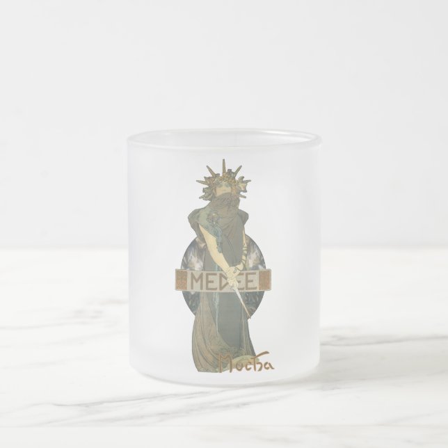 Alphonse Mucha Medee (1898) Frosted Glass Mug (Center)