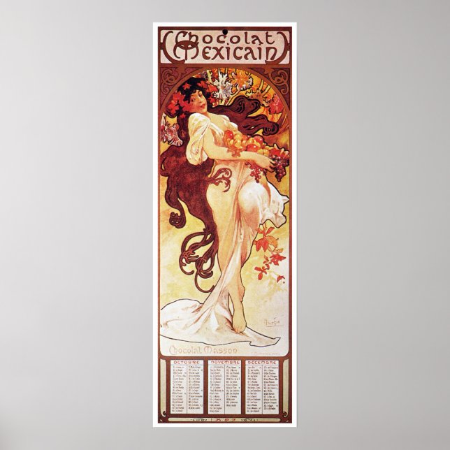 Alphonse Mucha, Mexican Chocolate 1896 Poster (Front)