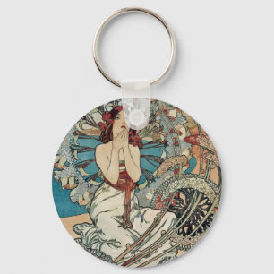 Alphonse Mucha  ~ Monaco Monte Carlo Art Nouveau Key Ring