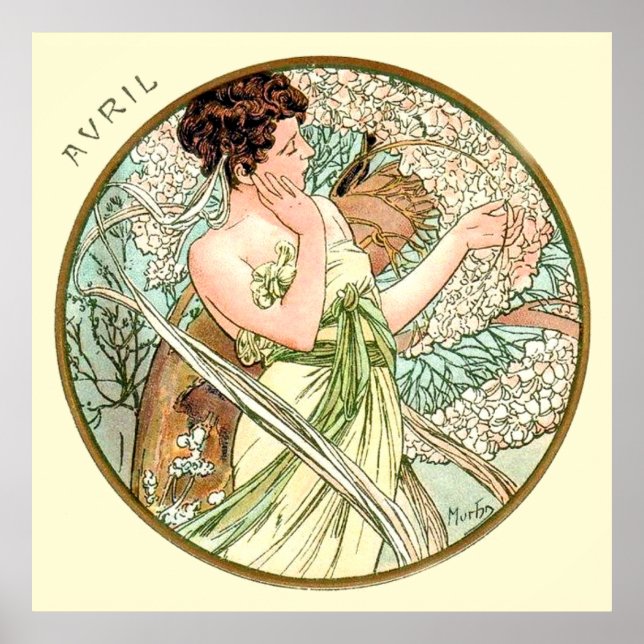 Alphonse Mucha Month Of April Poster (Front)