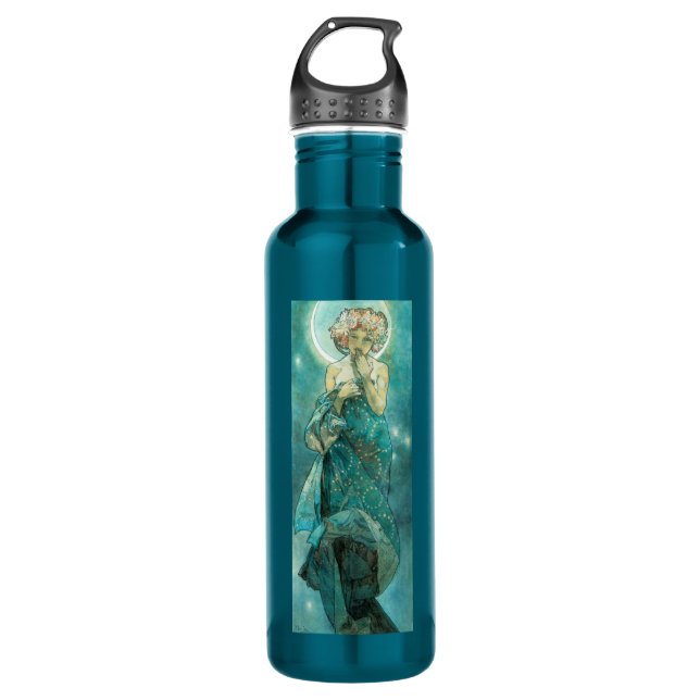 Alphonse Mucha Moonlight Clair De Lune Art Nouveau 710 Ml Water Bottle (Front)