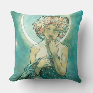 Alphonse Mucha Moonlight Clair De Lune Art Nouveau Cushion