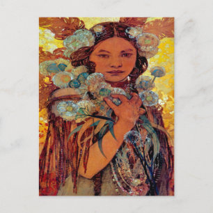 Alphonse Mucha - Native American Woman Postcard