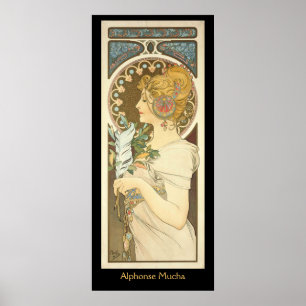 Alphonse Mucha Painting on black Poster