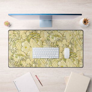 Alphonse Mucha Peonies Art Nouveau Floral Pattern Desk Mat
