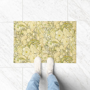 Alphonse Mucha Peonies Art Nouveau Floral Pattern Doormat