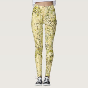 Alphonse Mucha Peonies Art Nouveau Floral Pattern Leggings