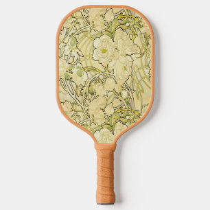 Alphonse Mucha Peonies Art Nouveau Floral Pattern Pickleball Paddle