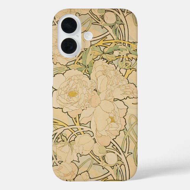 Alphonse Mucha Peonies Peony Roses Fawn 1897 Case-Mate iPhone Case (Back)