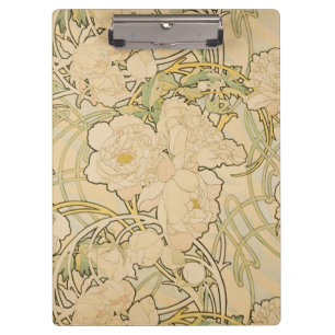 Alphonse Mucha Peonies Peony Roses Fawn 1897 Clipboard