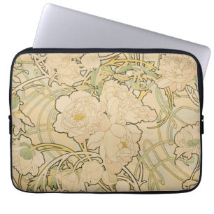Alphonse Mucha Peonies Peony Roses Fawn 1897 Laptop Sleeve