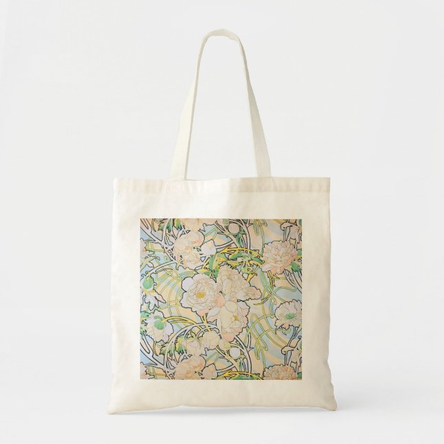 Alphonse Mucha Peonies Tote Bag (Front)