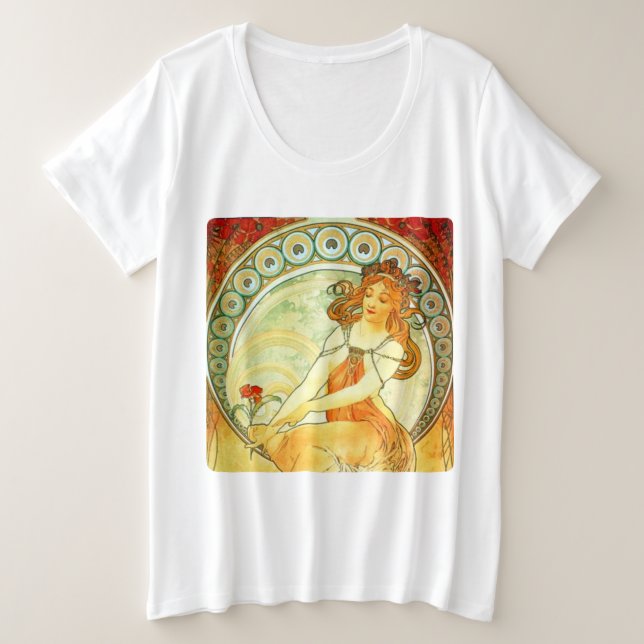 Alphonse Mucha Plus Size T-Shirt (Design Front)