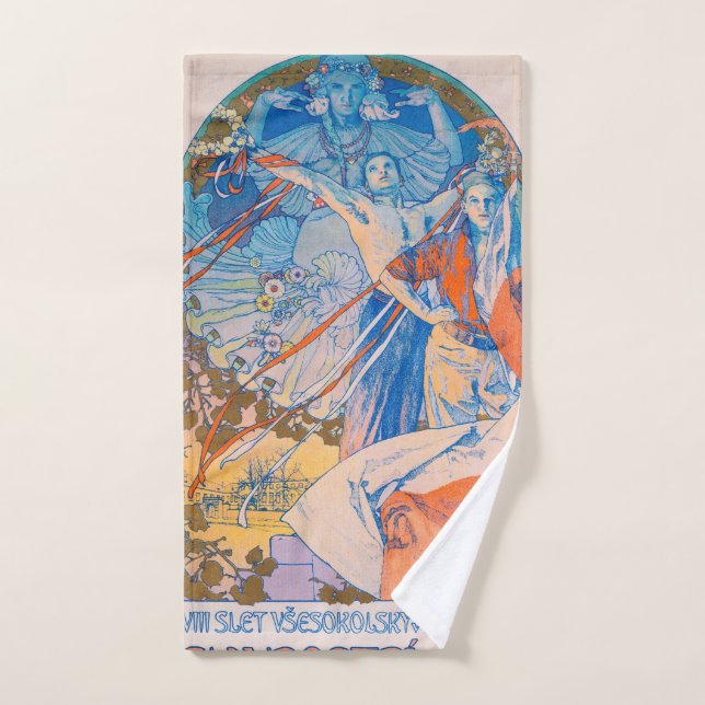Alphonse Mucha Poster for Sokol Festival (1926) Hand Towel (Hand Towel)