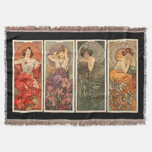 Alphonse Mucha Precious Stones Rugs Throw Blanket