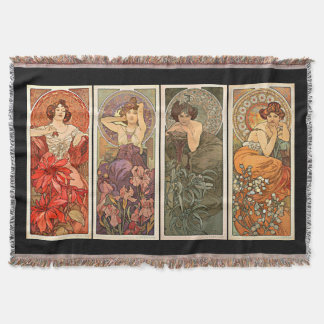 Alphonse Mucha Precious Stones Rugs Throw Blanket