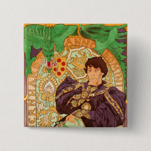 Alphonse Mucha Prince and Dragon 15 Cm Square Badge