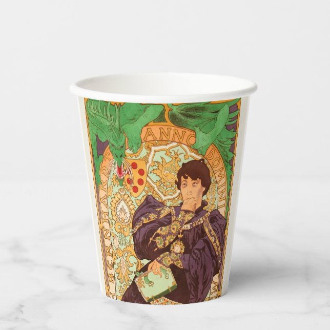 Alphonse Mucha Prince and Dragon Paper Cups (Front)